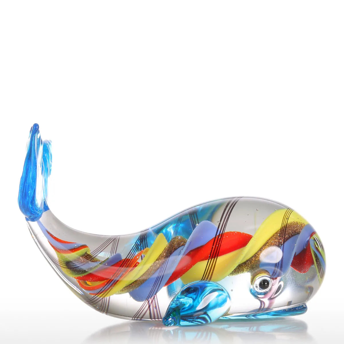 Tooarts Colorful Whale Glass Ornament - Handblown Animal Figurine for Home Decor