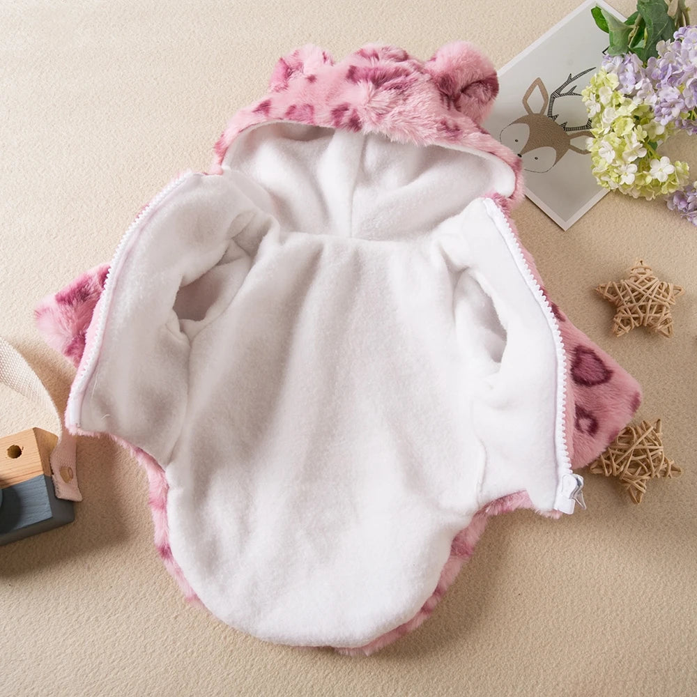 Winter Fleece Dog Hoodie Leopard Coat Jacket for Small & Medium Dogs