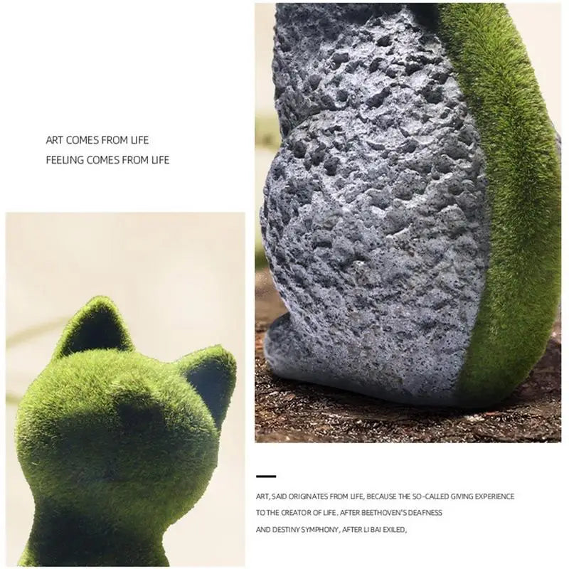 Flocking Cat Sculpture Figurine - Small Animal Desk Decor