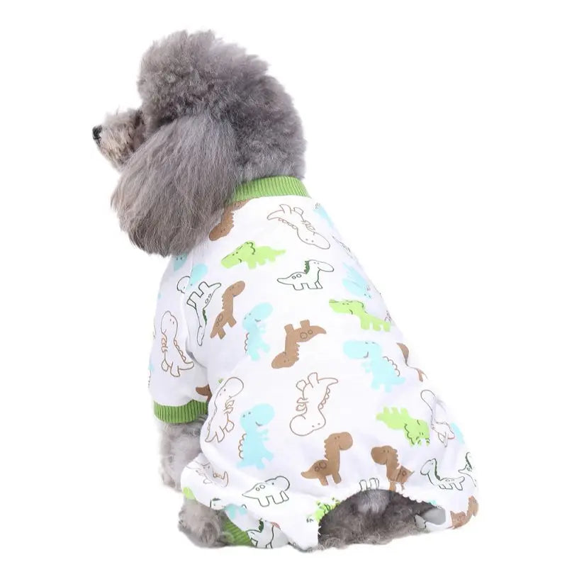Puppy Dog Pajamas Cute Animal Print Pet Bodysuit for Small & Medium Dogs