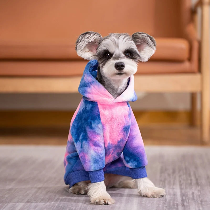 Tie Dye Dog Hoodie Winter Coat with Hat - Pet Sweaters for Small to Large Dogs