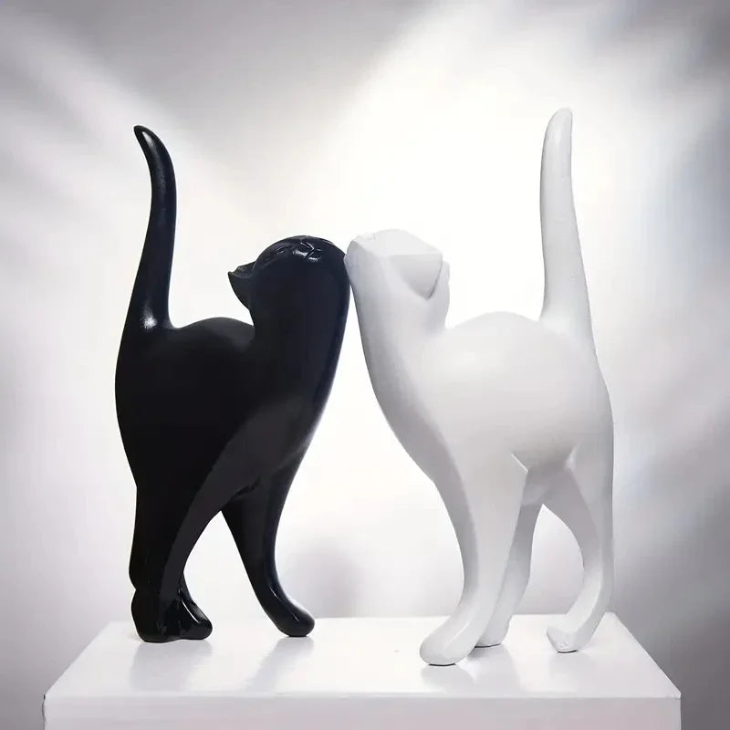 Resin Couples Cat Statues – Romantic Home Decor & Wedding Gift