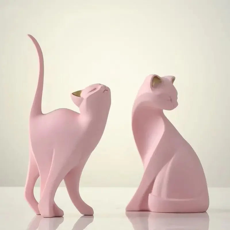 Resin Couples Cat Statues – Romantic Home Decor & Wedding Gift