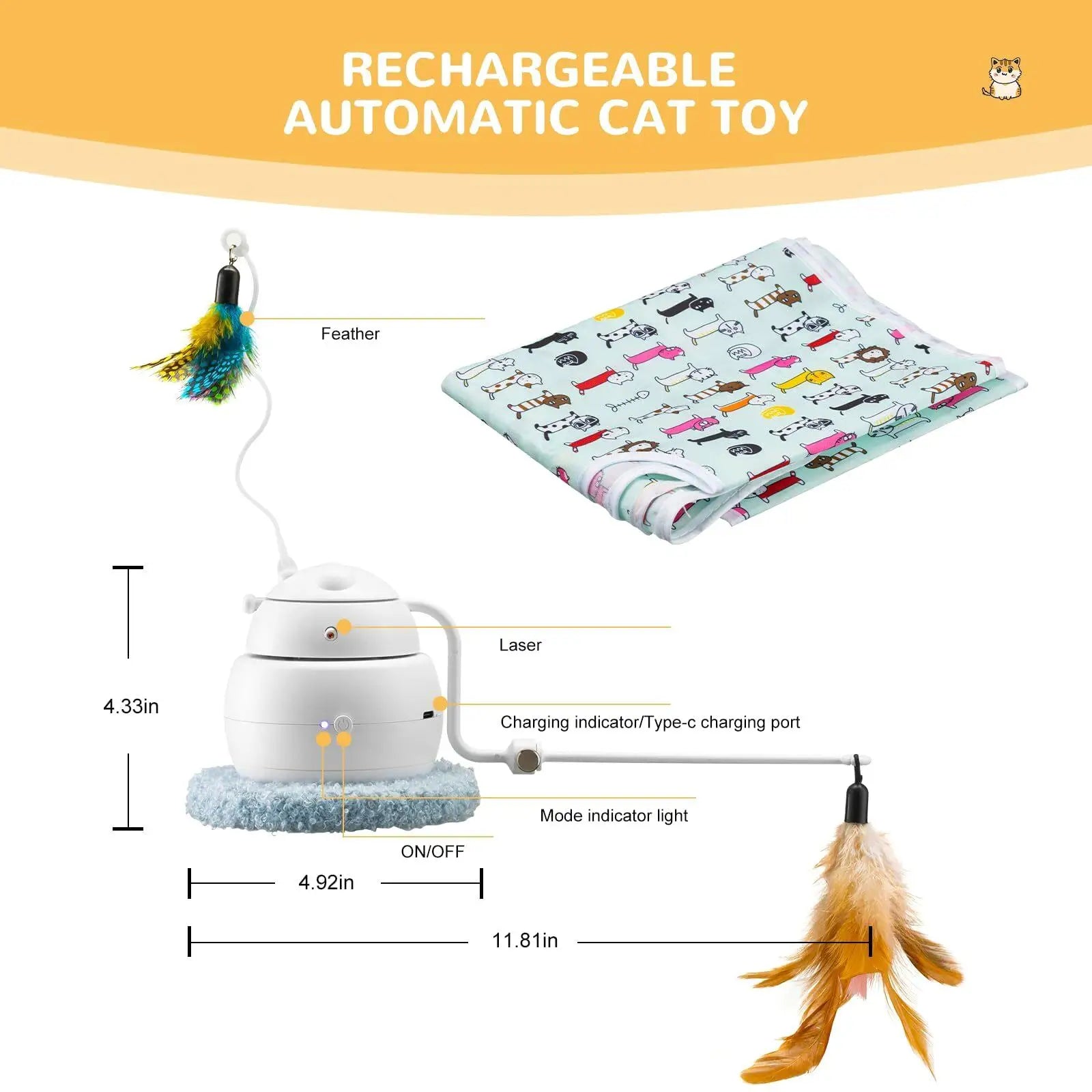 4-in-1 Rechargeable Automatic Cat Toy - Interactive Hide & Seek (White)