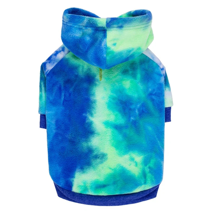 Tie Dye Dog Hoodie Winter Coat with Hat - Pet Sweaters for Small to Large Dogs