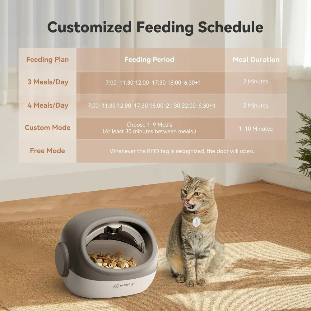 Automatic Cat Feeder with Collar Sensor - Timed Pet Food Dispenser for Multi-Cat Households