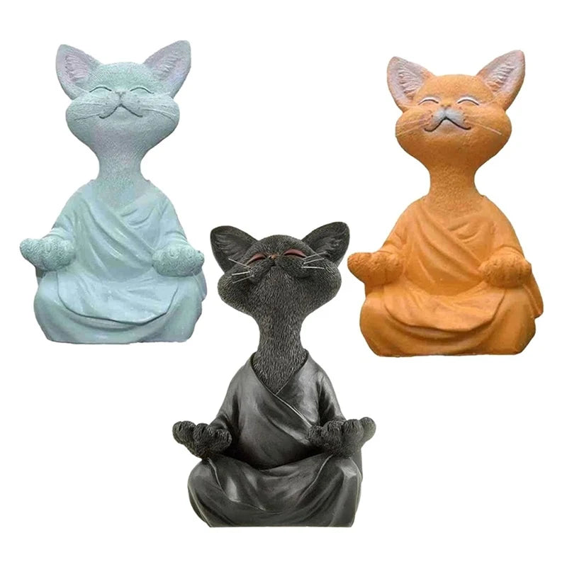 Meditation Cat Resin Statue - Sitting Cat Flower Home & Garden Ornament