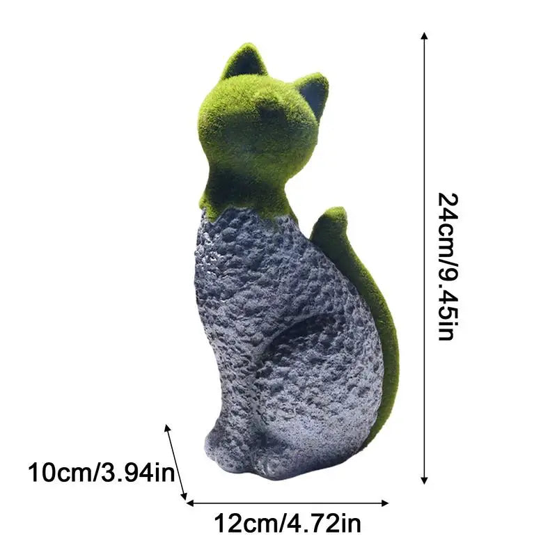 Flocking Cat Sculpture Figurine - Small Animal Desk Decor