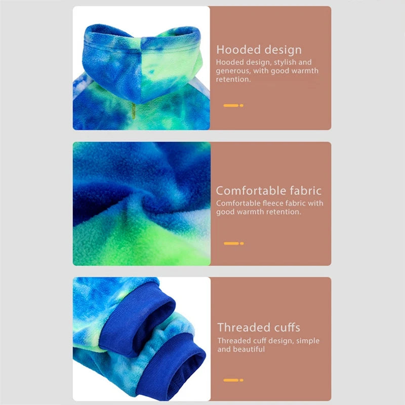 Tie Dye Dog Hoodie Winter Coat with Hat - Pet Sweaters for Small to Large Dogs