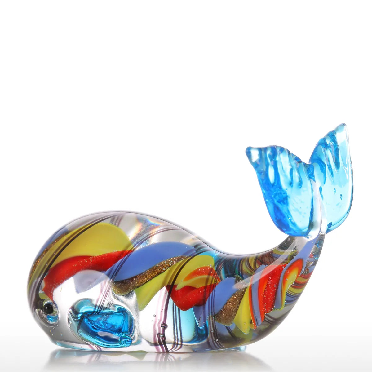 Tooarts Colorful Whale Glass Ornament - Handblown Animal Figurine for Home Decor